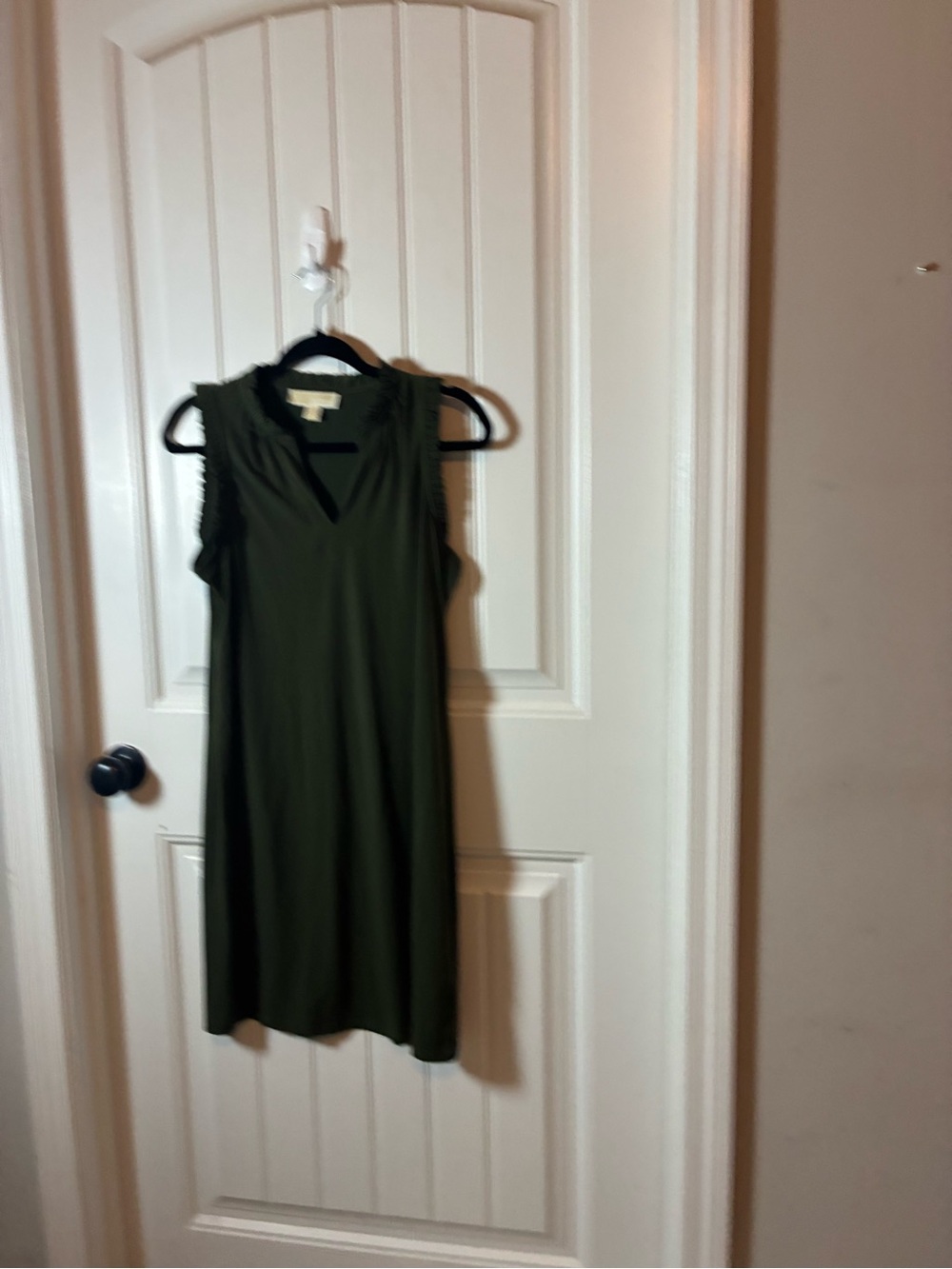 Michael Kors Olive Green Sleeveless V-Neck Shift Dress